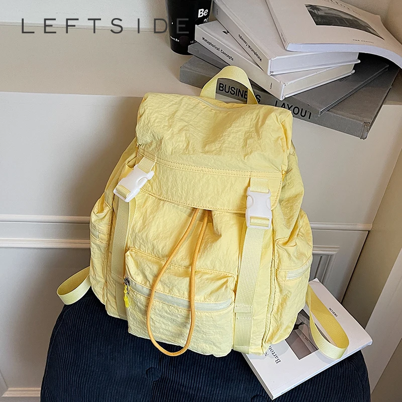 LEFTSIDE 여성용 천 소재 큰 부드러운 백팩 2025 디자인 십대용