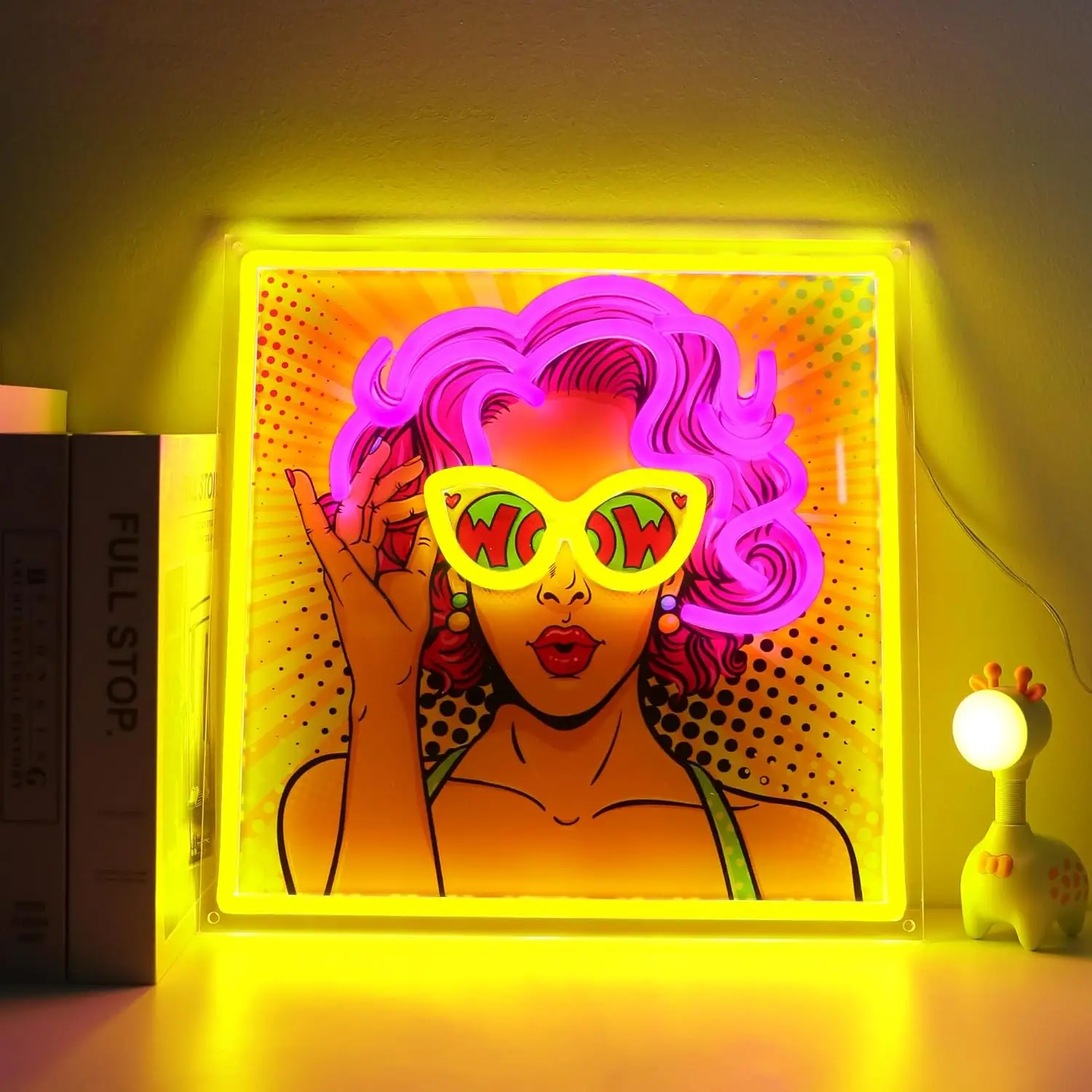 Pretty Girl Neon Sign USB Dimmable UV Print LED Neon Light for Bedroom Bar Salon Coffee Stores Decor Christmas Birthday Gift