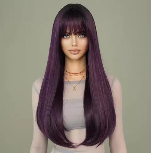 Рисунок 3 - Длинные прямые фиолетовые парики для женщин