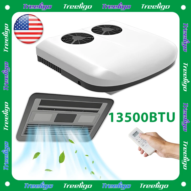 

Dual Fan 12V 13500BTU Electric RV Rooftop Air Conditioner Car Parking ac For Truck Motorhome Bus Boat Camper Van Energy-saving