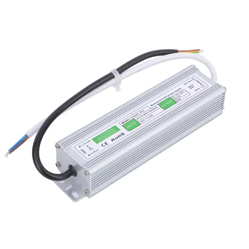 IP67 Waterproof 12V 60W LED Driver Outdoor Switching Power Supply for Light Emitting Diode Lighting Transformer DC Adapter