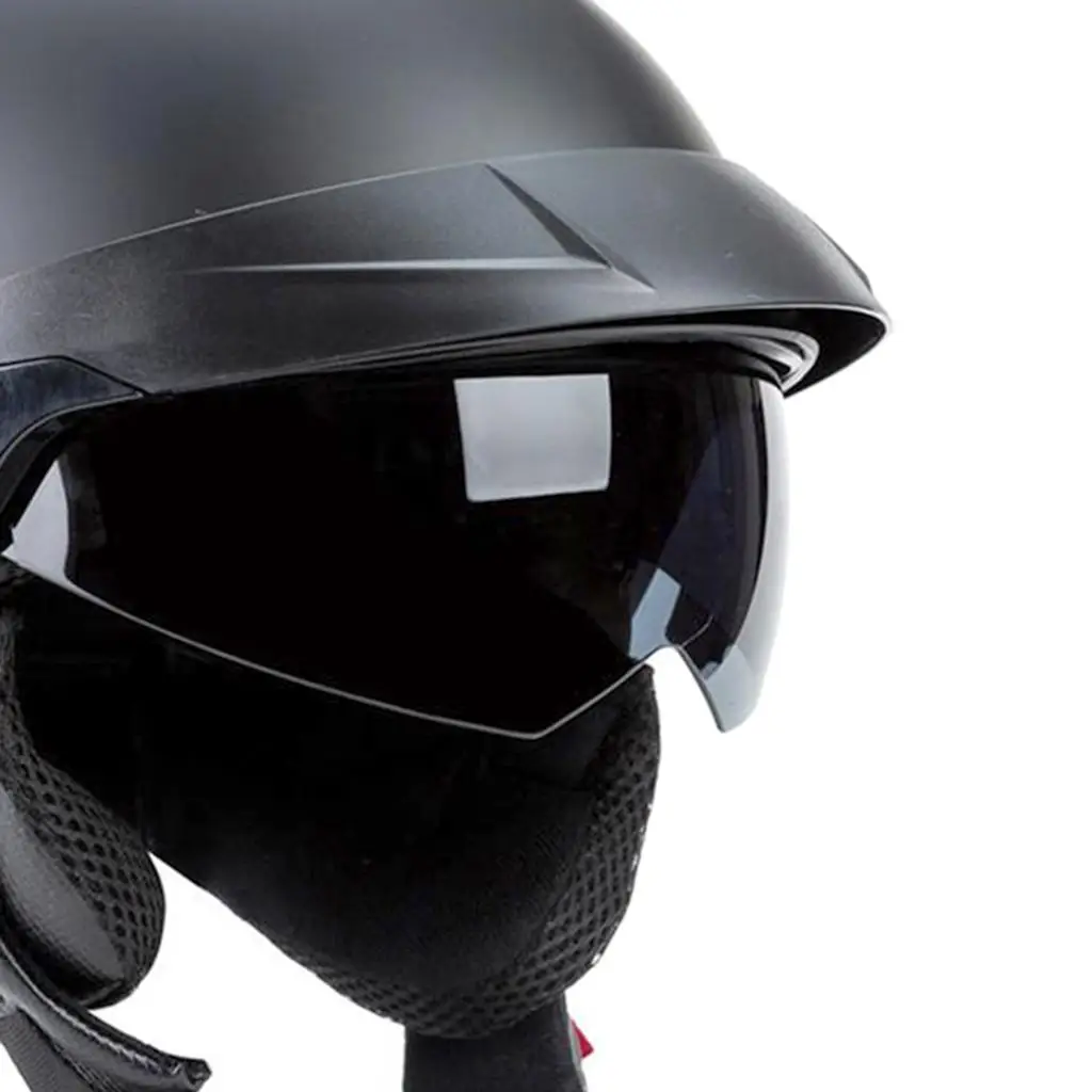 Motorcycle Half Helmet Retractable Visor Sunshield for Men Women Durable