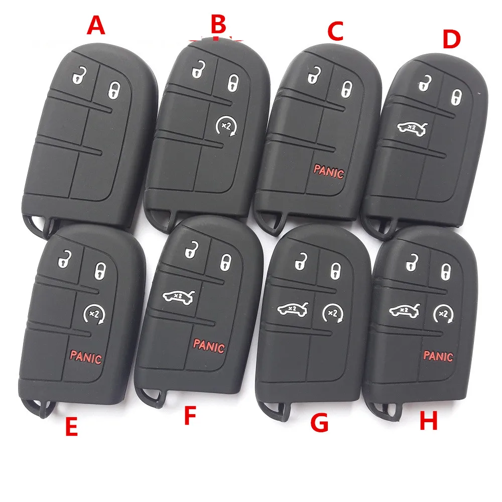 Silicon Car Case Holder Keyless Entry Remote Control Protector Cover For Jeep Dodge Chrysler 2 3 4 5 Button Smart FOB Key