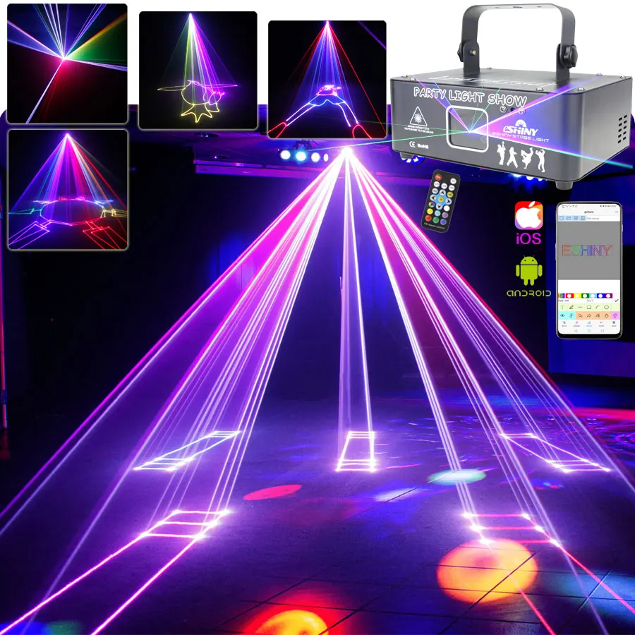 Android IOS APP 3W 2W 1W RGB Laser DJ Disco Light Animation Projector Beam Dance Bar Wedding Decoration Stage Effect Lamp G38N6