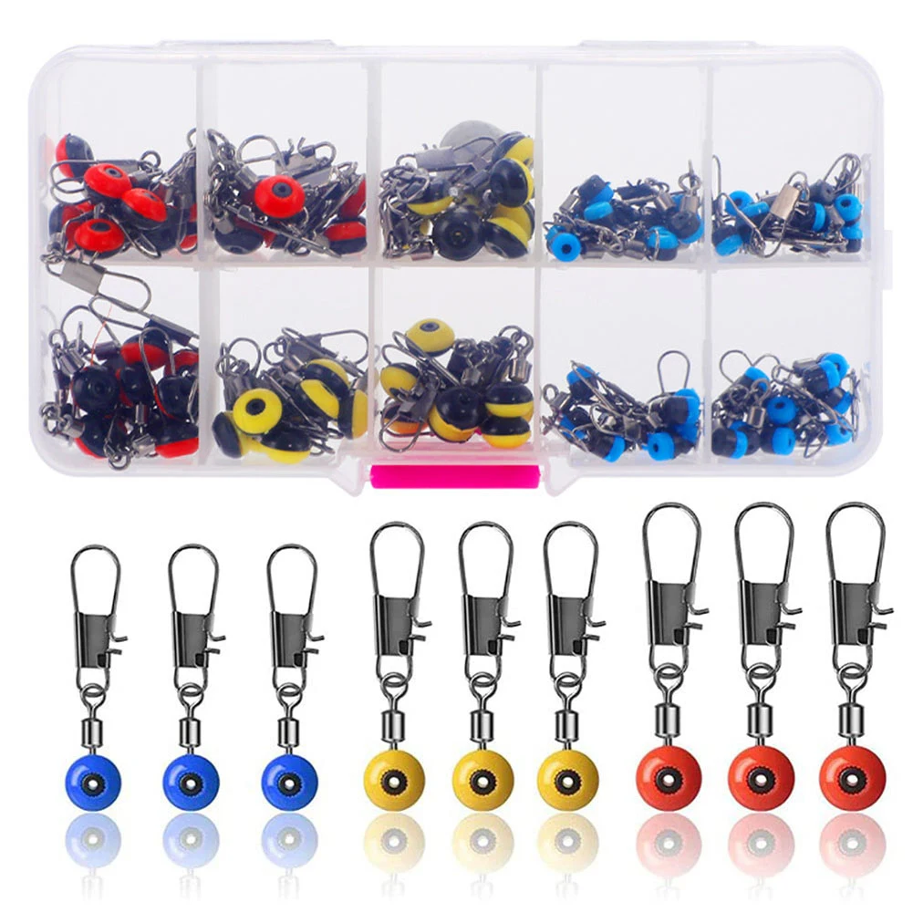 

100Pcs Fishing Swivels Tackle Kit With Tackle Box Fishing Connector Set Sea Fishing Beads Accessories Beads And Swivels Fishing