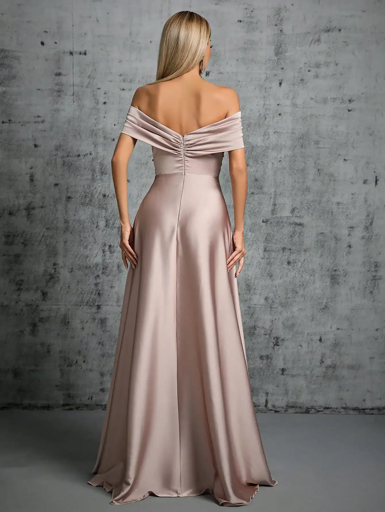 New Simple Satin Evening Dress For Women Line Neck irregular cross pleated Gowns Party Dress Bridesmaid Dress Custom Made