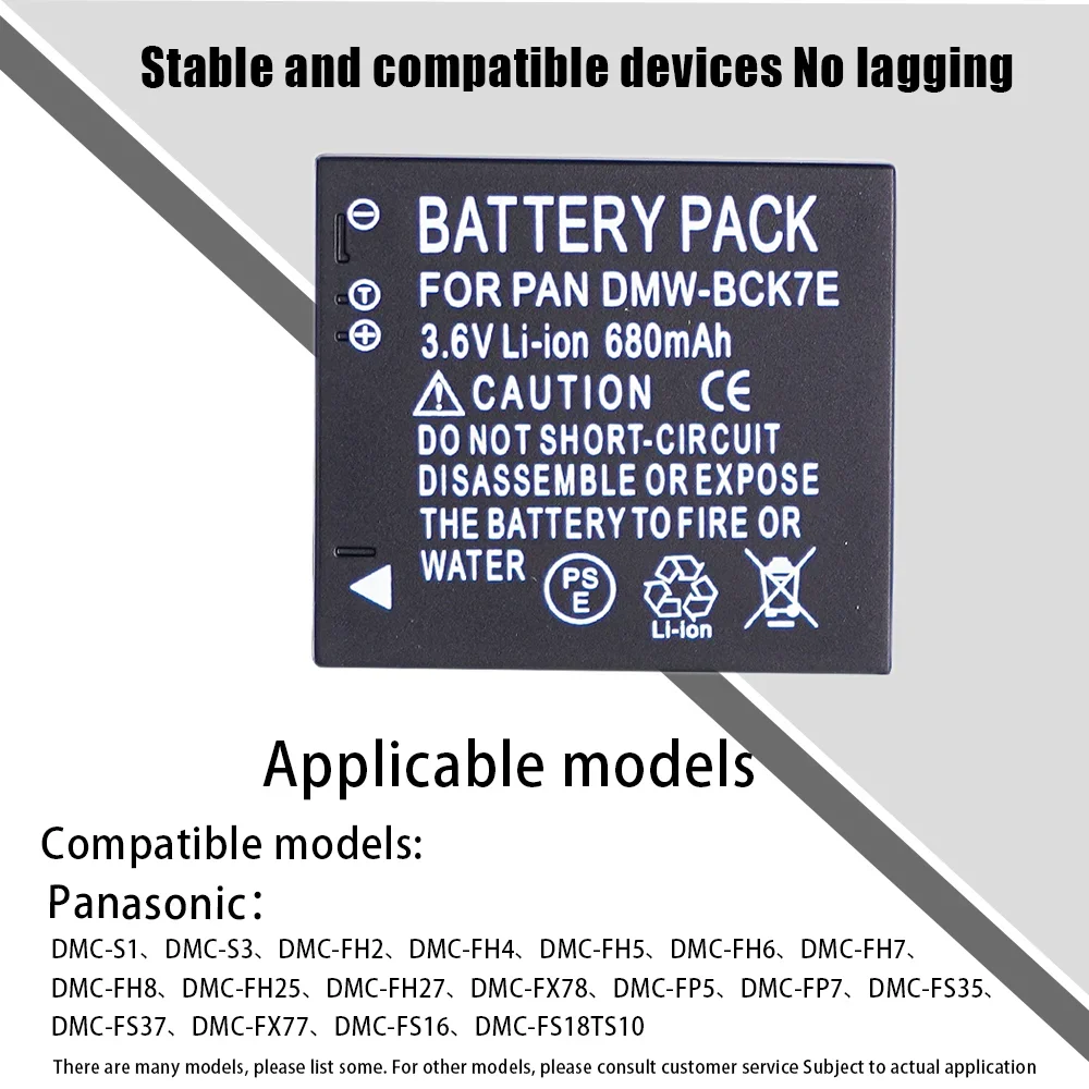 Rechargeable Camera Replacement Battery DMW-BCK7 680mAh for Panasonic Lumix DMC-FP5 DMC-FP7 DMC-FH5 BCK7E