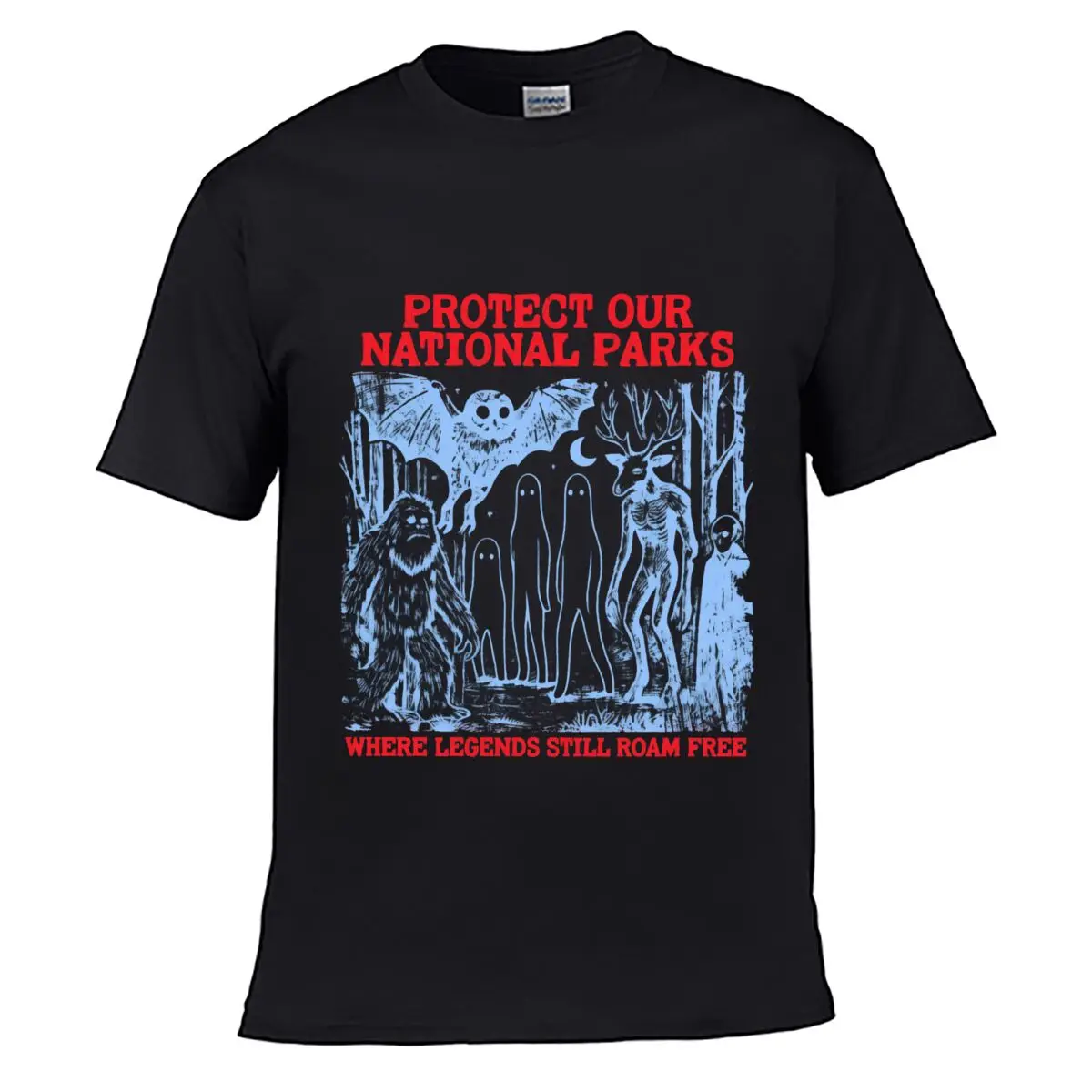 Protect Our National Parks Where Legends Still Roam Free Cryptid Creatures short-sleeved T-shirt