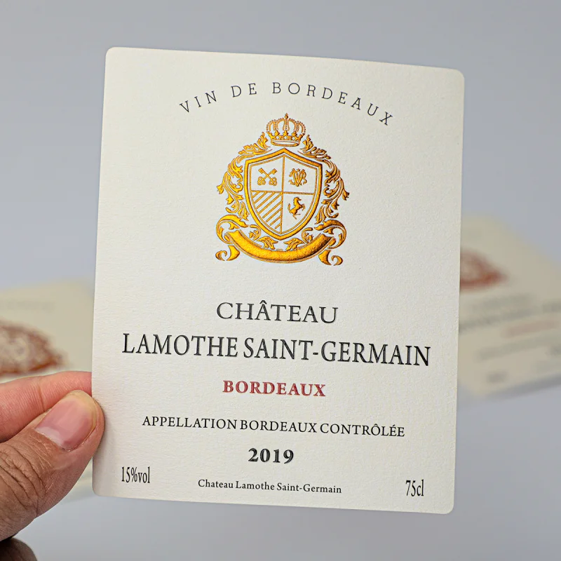 custom.Guangzhou Factory Custom Bottle Label Self Adhesive Sticker Red Wine Label Bottle