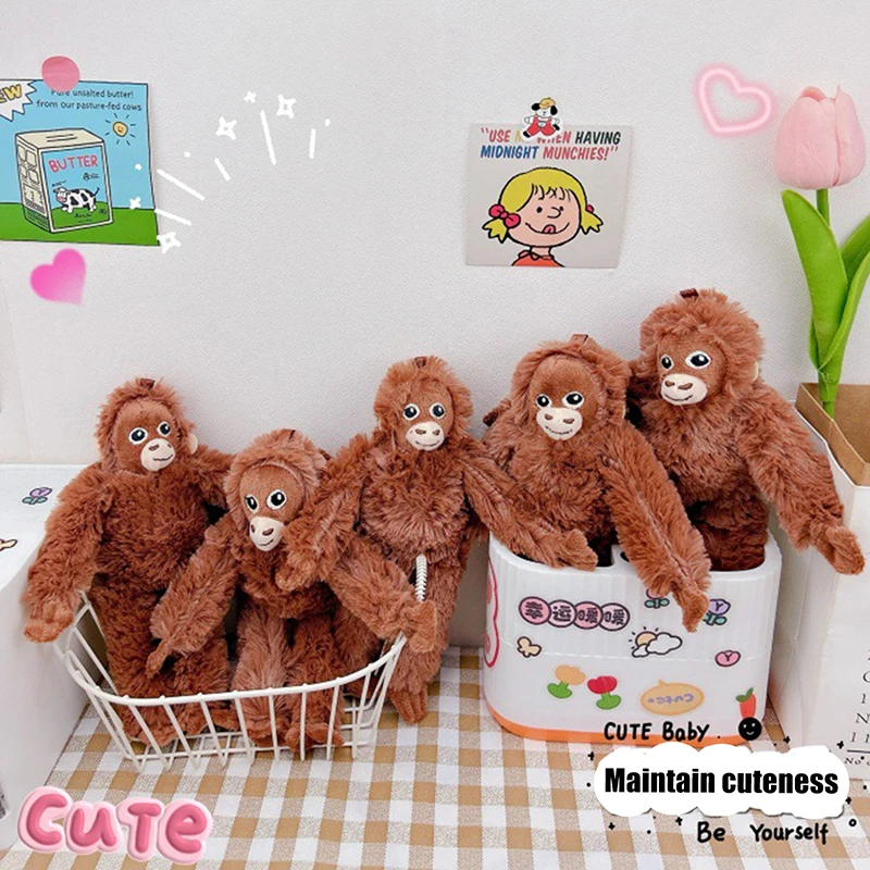 1 buah mainan mewah boneka lembut monyet gorila indah Orangutans hewan lucu liontin cincin kunci hadiah ulang tahun anak perempuan laki-laki