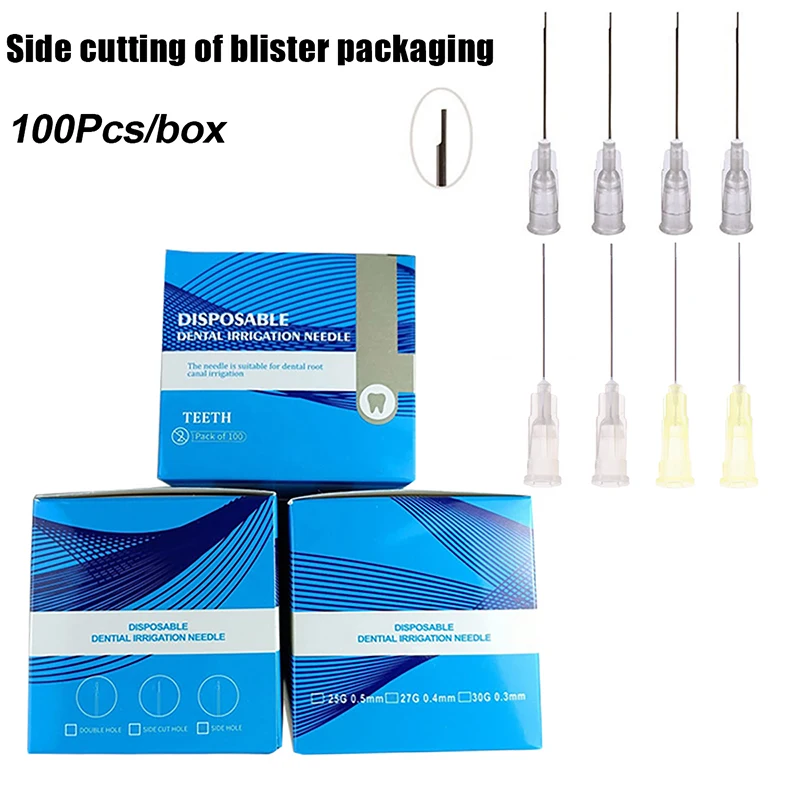 

100pcs Dental For Endo Irrigation Needle Tip Dental Root Canal Lateral Rinsing Needles Side Incision