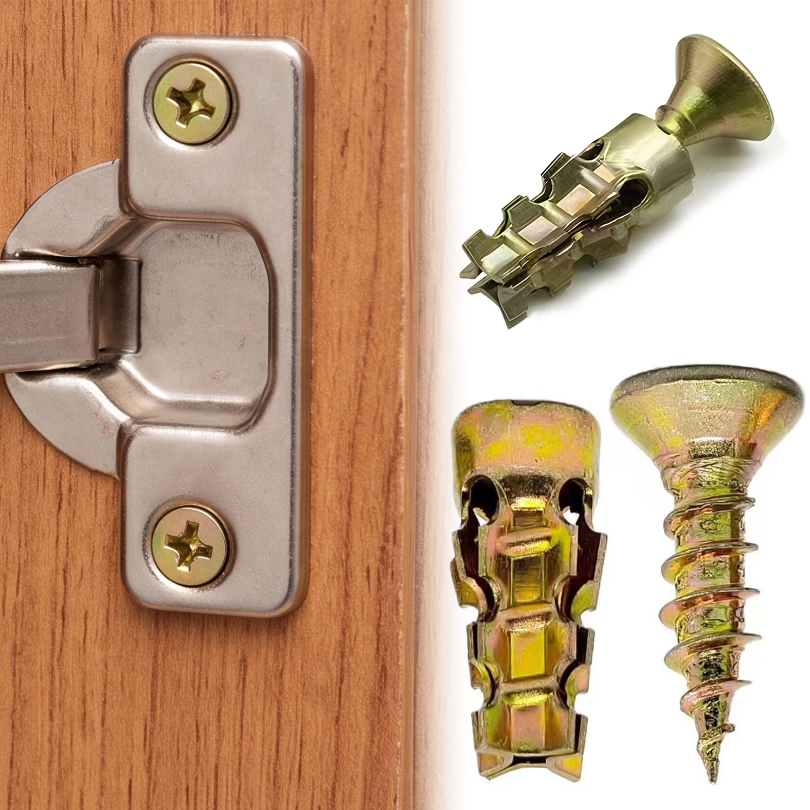 6 X 14 Mm Metal Expansion Screws Set Multi-Purpose Heavy Duty Metal Wall Anchors Strong Grip Force for Cabinet Wardrobe Doors