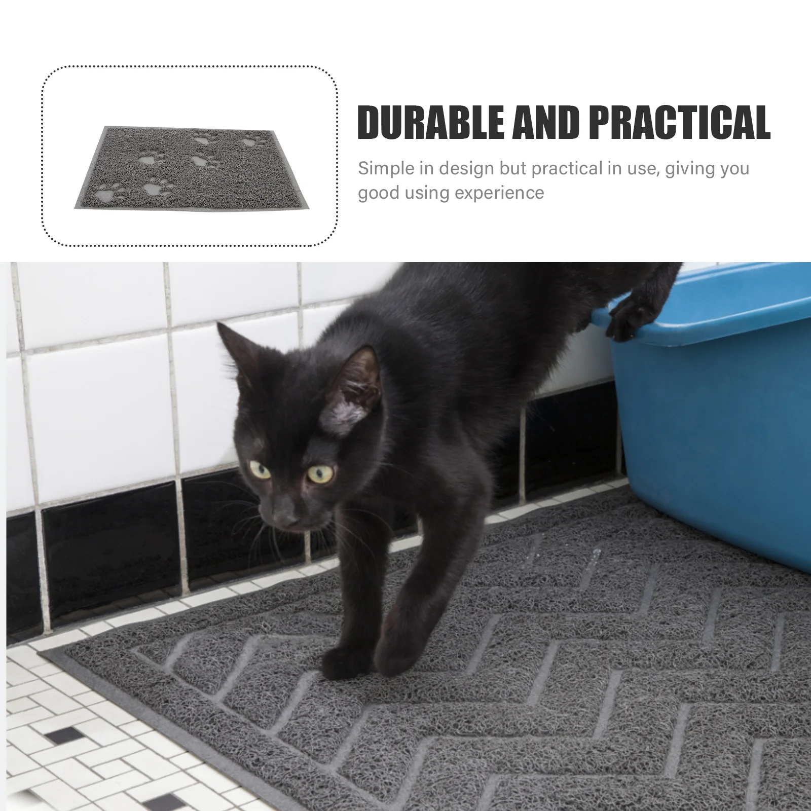

2Pcs Cat Litter Mat Pet Mat PVC Anti-Slip Surface for Litter Box Area Simple Efficient Cleaning Long-Lasting Cat Pad