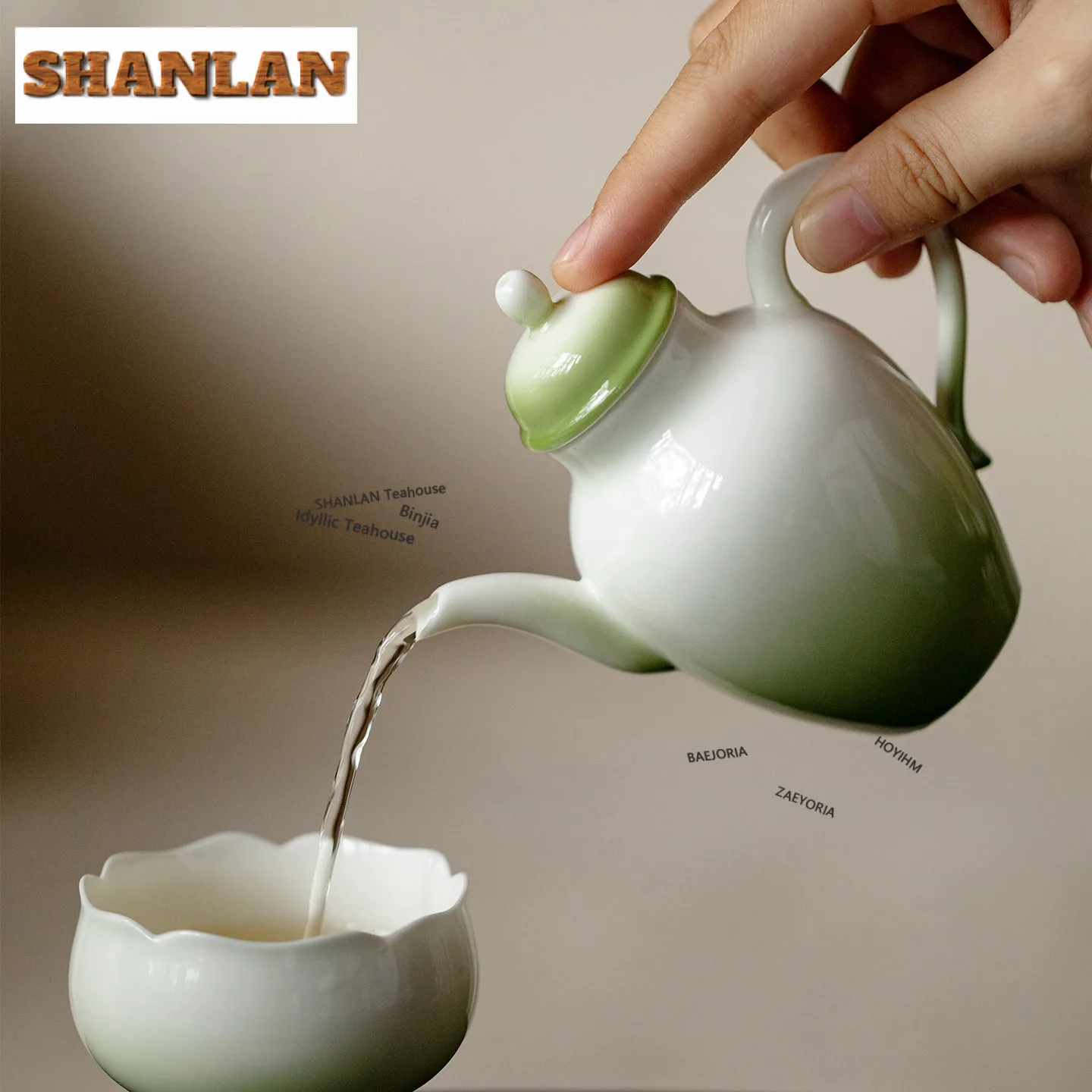 110ml Gradient Green Beauty Shoulders Teapot Elegant Tea Infuser Pot Household Tea Maker Kettle With Filter Tea Items Ornaments