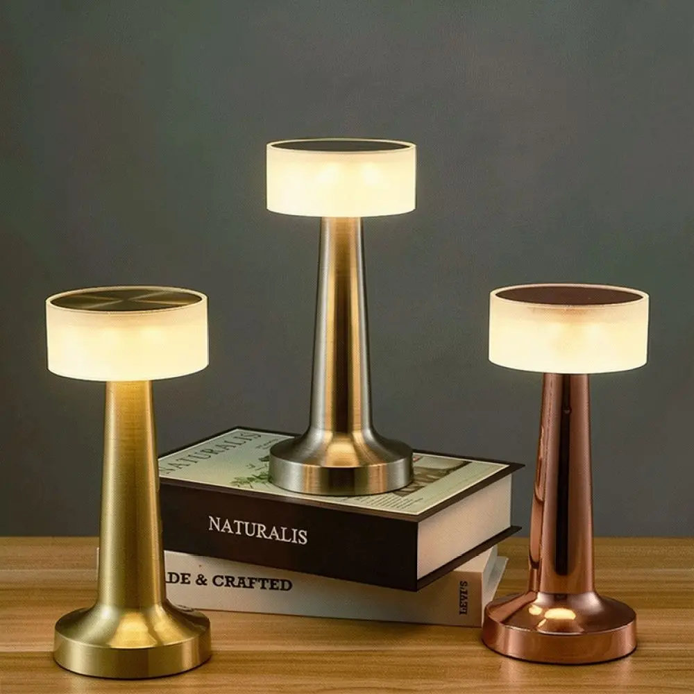 USB Rechargeable Dumbbell Table Lamp Metal Touch Sensor Night Light Creative Bedroom Bedside Decorative Atmosphere Lamp