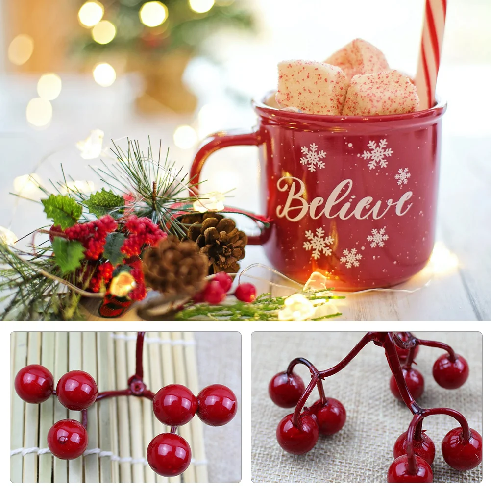 

20Pcs Artificial Berries Plant Christmas DIY Red Fruit Adornments for Rustic Farmhouse Home Decor Artificial Berries Plant