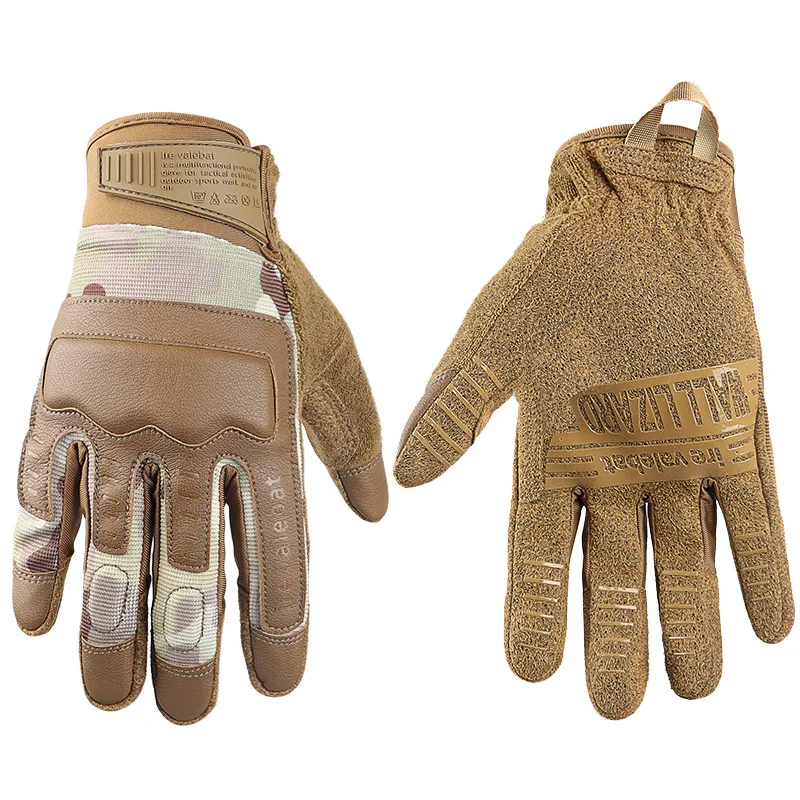 Men's Full-Finger Tactical Gloves, Durable Leather, Breathable, Touchscreen, Non-Slip, for Fitness, Sports, and Cycling