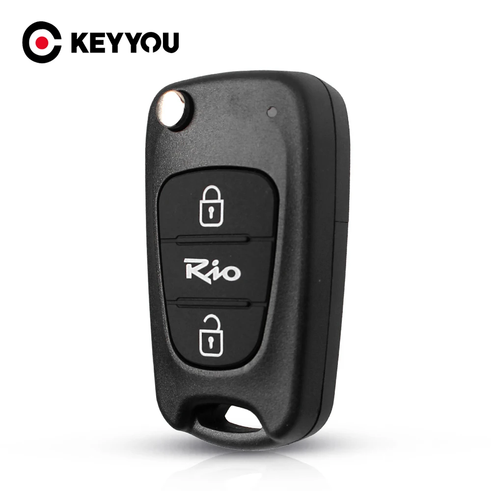 

KEYYOU Replacement Flip Folding Key Case Blank Remote Fob Key Shell For Kia Rio Car Style 3 Buttons Car Key Cover TOY40 Blade