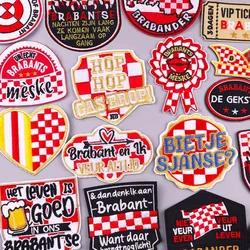 Nederland Carnaval Noord-Brabant Vlag Bier Borduurpatches voor Kleding Opstrijkbare Patches Op Kleding Naai Applique Badge Emblem