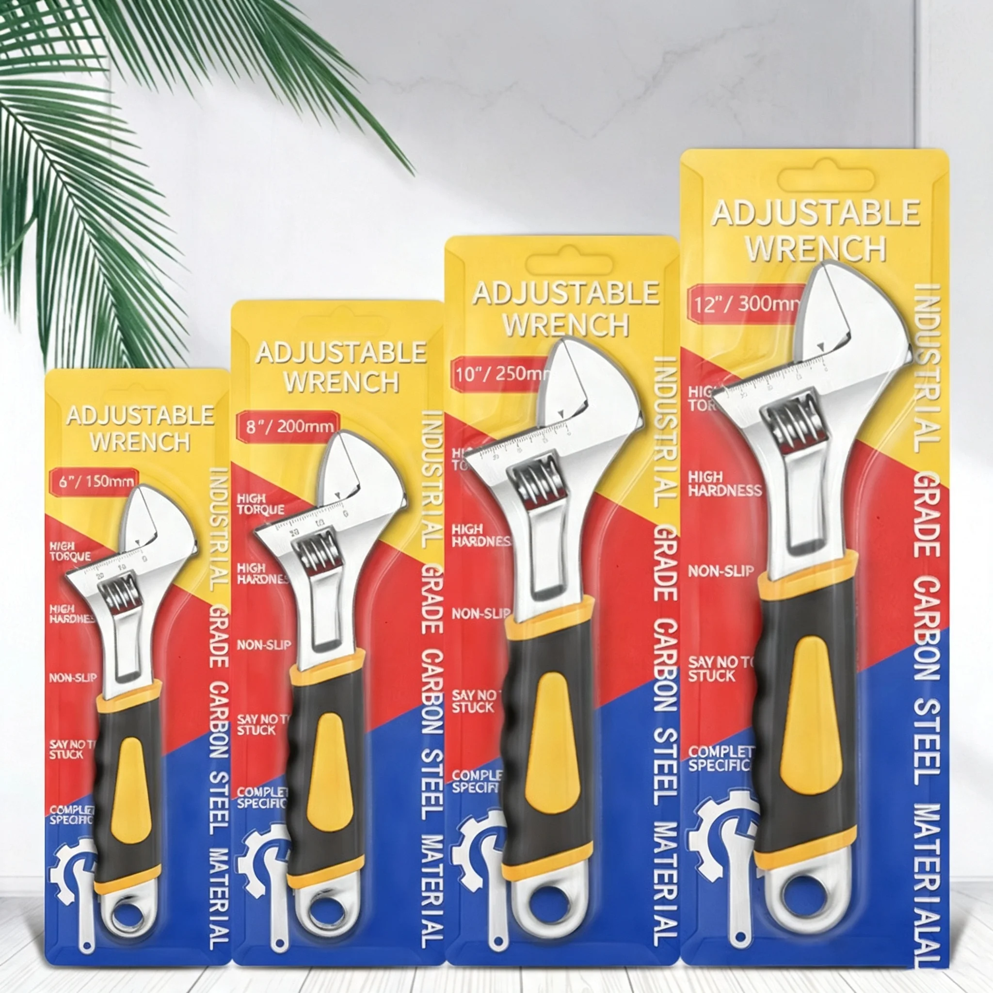 6/8/10/12 Inch Carbon Steel Wrench Non‑slip Handle Adjustable‑opening Wrench For Plumbing Mechanical Home Repair Hand Tools