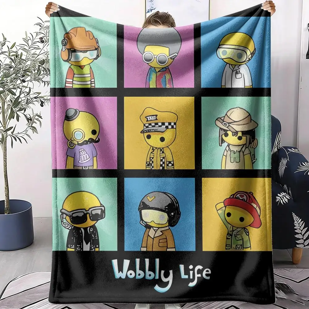 W-Wobbly Life Throw Soft Flannel Throw Summer Blanket Lightweight Cozy Nap Blanket for Sofa Bed Travel