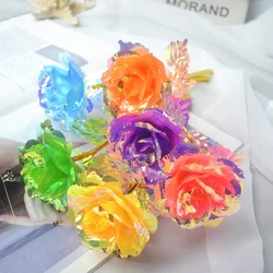 Colorful Gold Foil Flowers Macaron Color Rose Valentine'S Day Crystal Flowers Gifts Artificial Flowers For Home Decoration