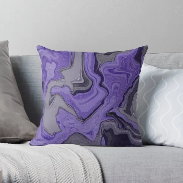 Lavender Violet And Grey Trippy Liquid A  Printing Throw Pillow Cover Case Home Hotel Decorative Pillows not include One Side