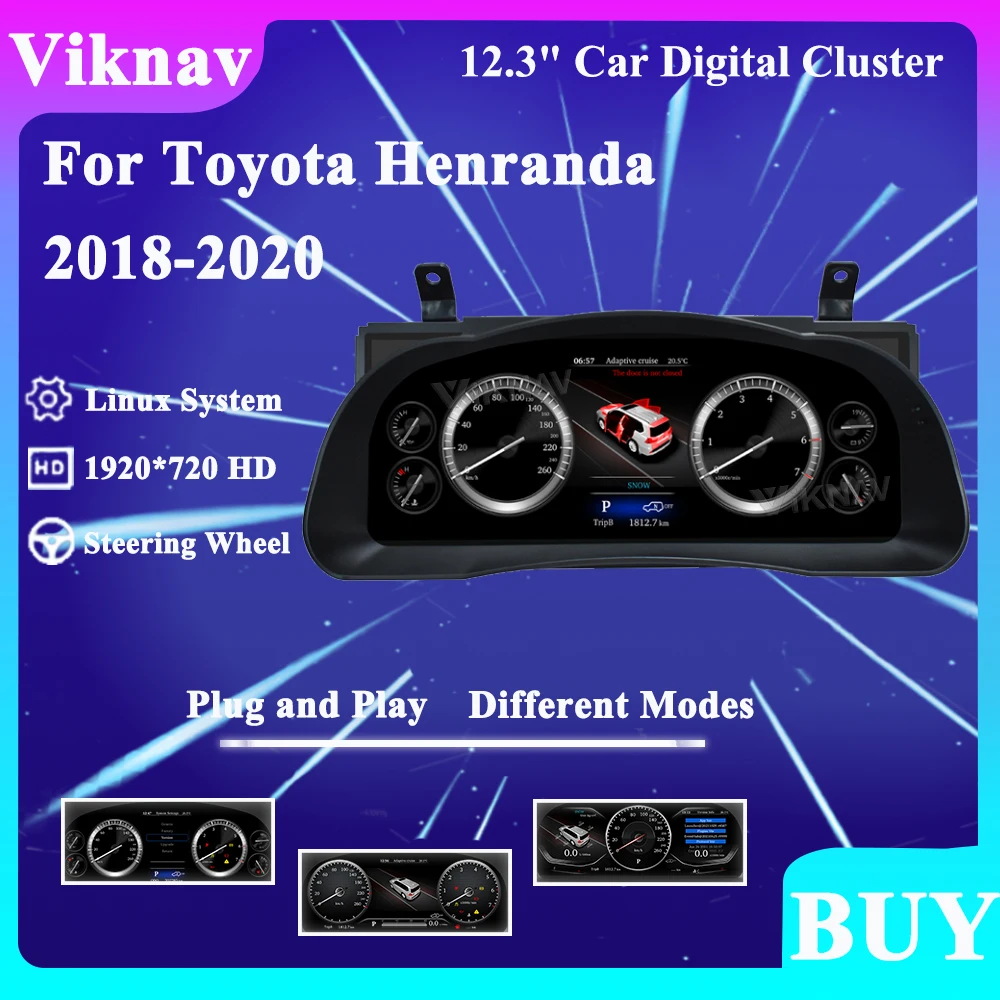 

Viknav для Toyota Henranda 2018-2020, обновленный цифровой датчик, кластер, автомобильный приборный спидометр, датчик приборной панели, ЖК-панель, кабина