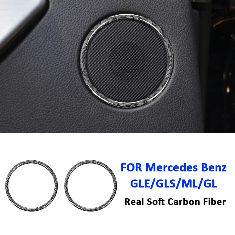 

Carbon Fiber Car Door Horn Audio Speaker Ring Trim Frame Interior Accessories Decoration Sticker For Mercedes Benz GLE GLS ML GL