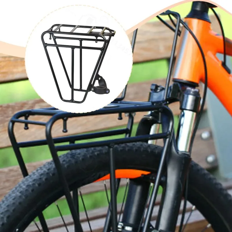 Aluminum Alloy Metal Adults Bike Front Carrier Rack Holder Stand Luggage Rack Shelf Bike Pannier Cargo Pannier Cycling Equipment