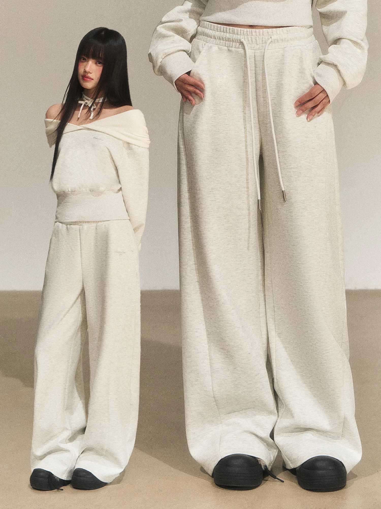 

Женские повседневные спортивные брюки Wedhub Basic: новые осенне-зимние корейские широкие брюки свободного кроя с высокой талией