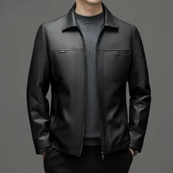 Genuine Leather Man Jackets Autumn Winter Clothes Loose Business Casual Coat Fashion Men Leather Down Jacket Chaquetas Hombre