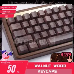 Walnut Wood Keycaps Wood Mechanical Keyboard Keycaps Pbt Keys Moa Side Engraving Custom Mechanical Keyboard Accessories Keycaps