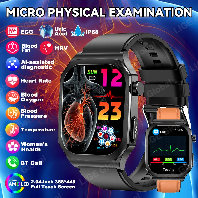 

LIGE Новые Смарт-часы AI Healthy Diagnose ЭКГ PPG Липиды в крови Мочевая кислота Bluetooth Вызов Артериальное давление Здоровье Смарт-часы Мужчины Женщины