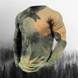 Vintage Genie Ghost 3D Print Summer Men's Round Neck T-shirt Casual Long Sleeve T-Shirt Oversized Pullover Fashion Men Clothing