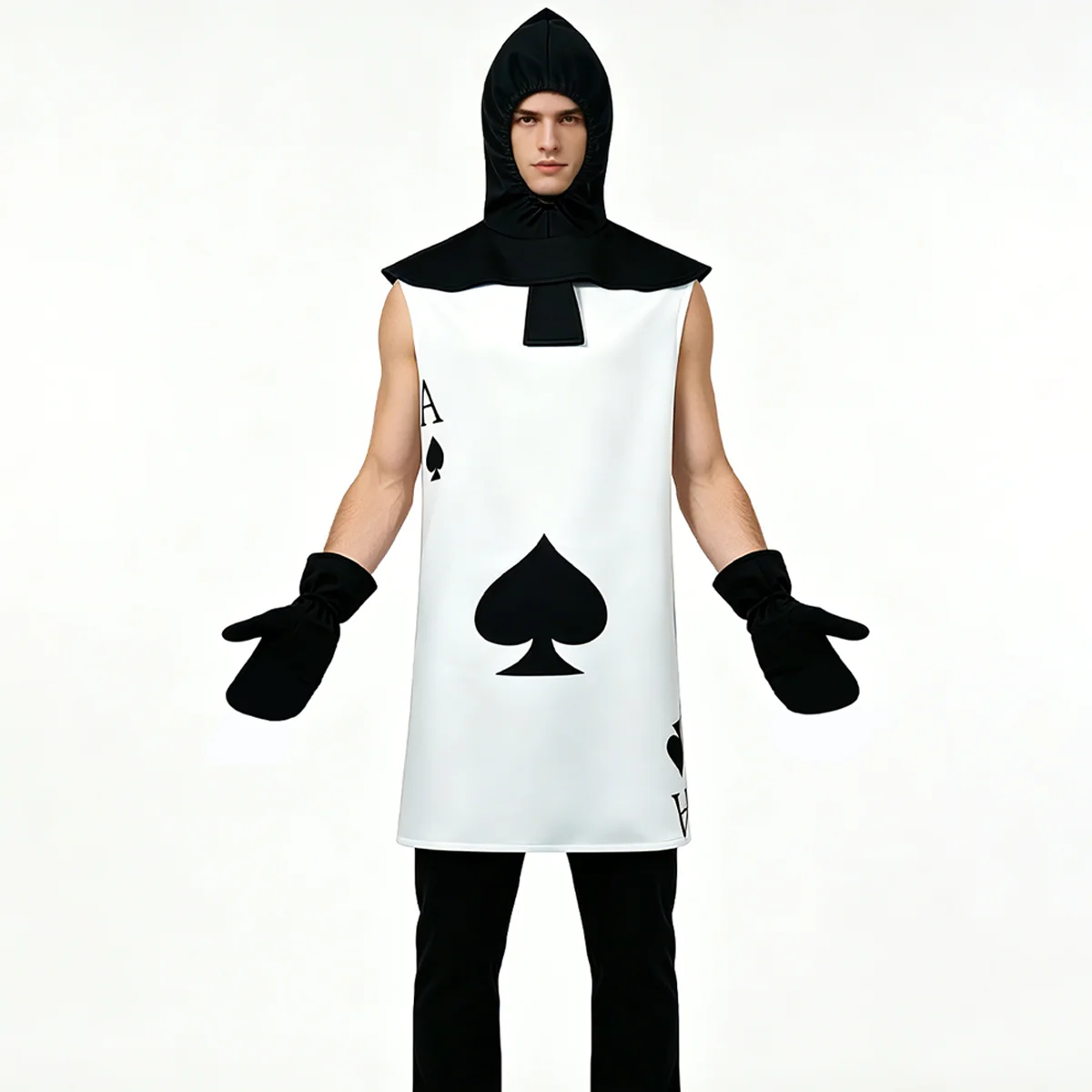 男性スペード-a-ポーカー戦士コスチューム面白いカードキャラクター衣装不思議の国のアリスコスプレスーツハロウィンステージパーティーパフォーマンス