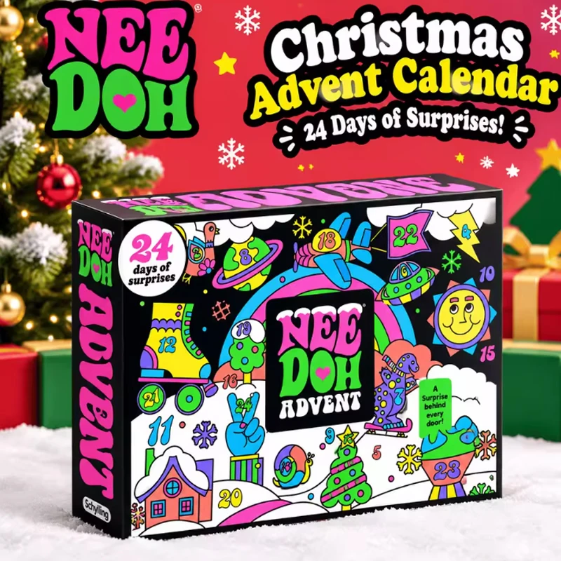 2026 NeeDoh Advent Calendar 3D PVC Fidget Christmas Countdown Calendar Surprise Box Stress Relief Toy New Year Holiday Adult Toy