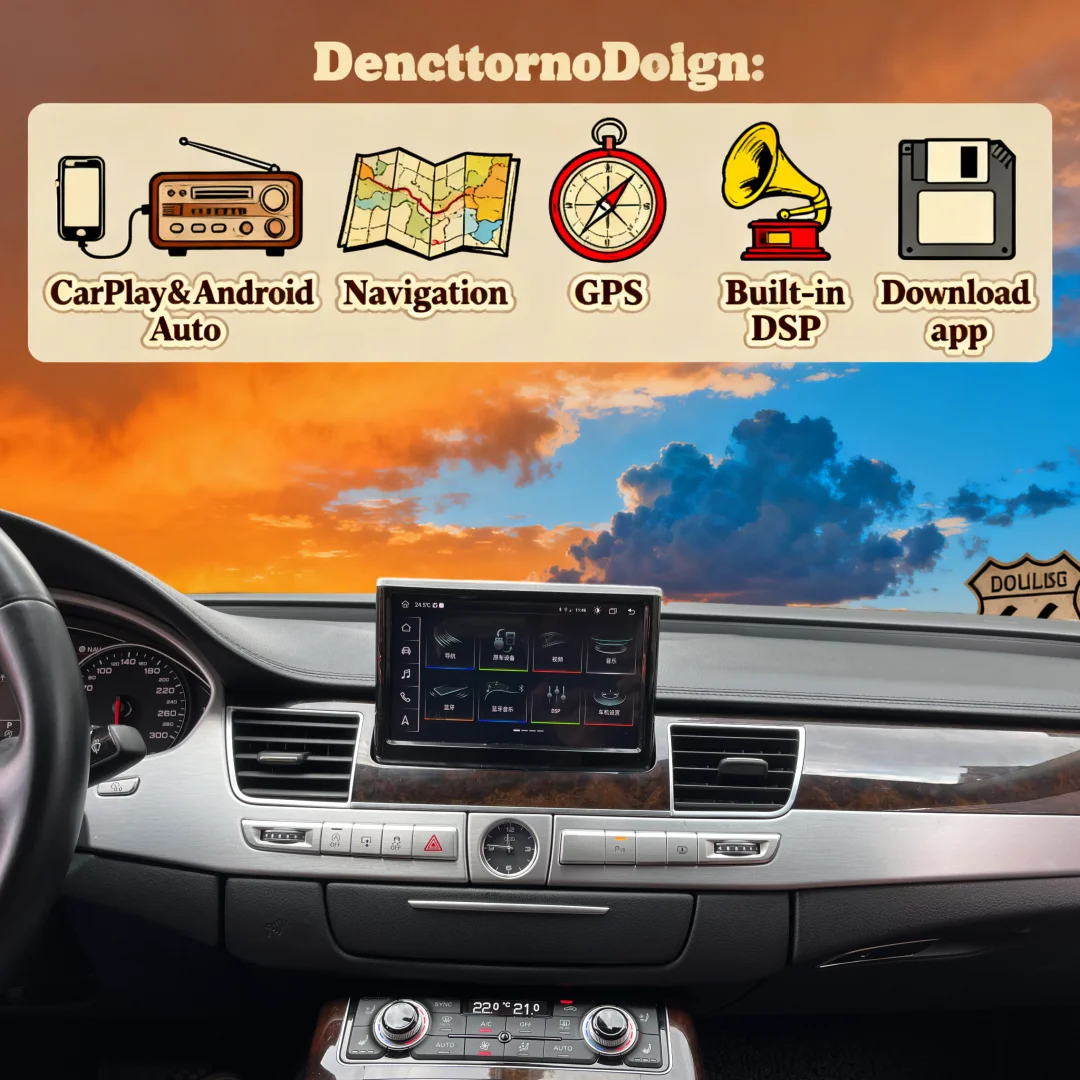 8 INCH Carplay Android 13 For Audi A8 D4 2011-2018 Car GPS Navigation Auto Stereo DSP Head unit Multimedia  Player 4G SIM Satnav