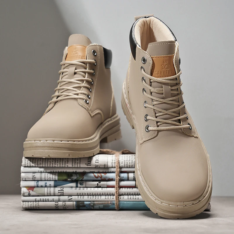 New Autumn Men Shoes Boots Hig - Men'S Shoes No Laces ulasan dan harga