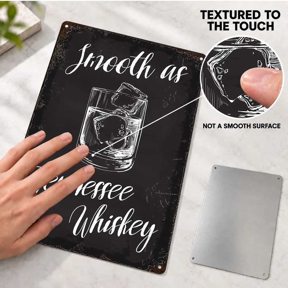 Smooth As Tennessee Whisky Aluminum Poster Vintage Classic Bar Graphic Wall Art For Pub Personalized Metal Sign Mixologist Gift