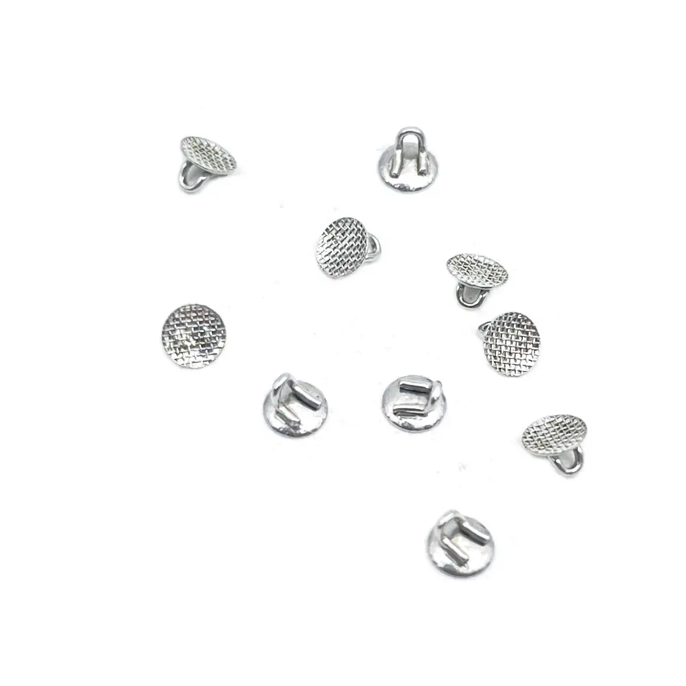 10Pcs Dental Orthodontic Lingual Button For Bondable Round Mesh Base Monoblock Dental Traction Hook Dental Lingual Cleats