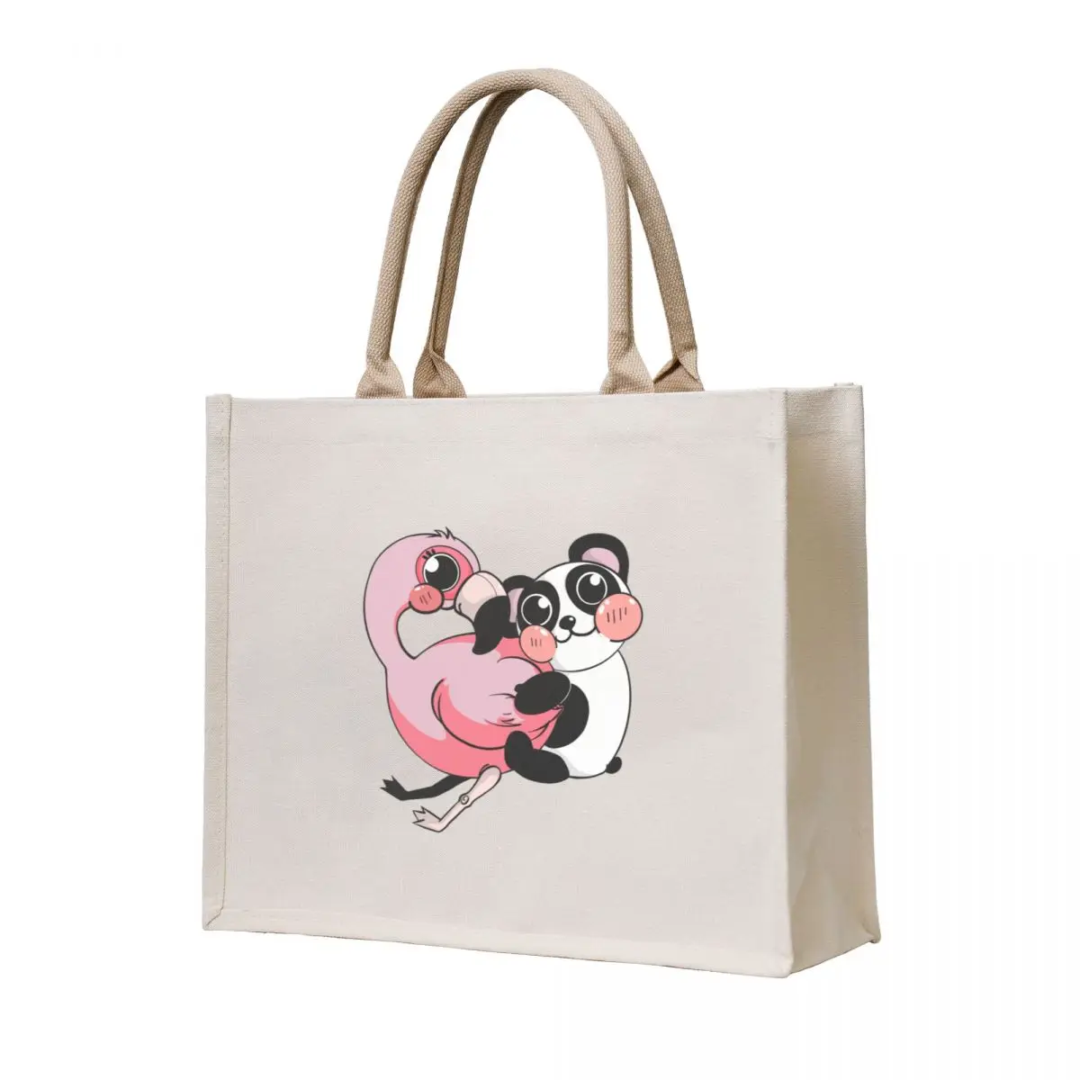 

flamingo and panda love Tote Bag Cloth bags sacs de shopping ecological bags Shopper