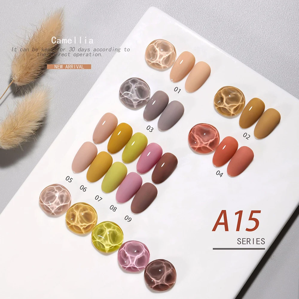 Vendeeni 9 ألوان/مجموعة طلاء أظافر جل بني أخضر اللون UV LED نقي مانيكير طلاء هجين مع بطاقة ألوان TPO/HEMA مجاني