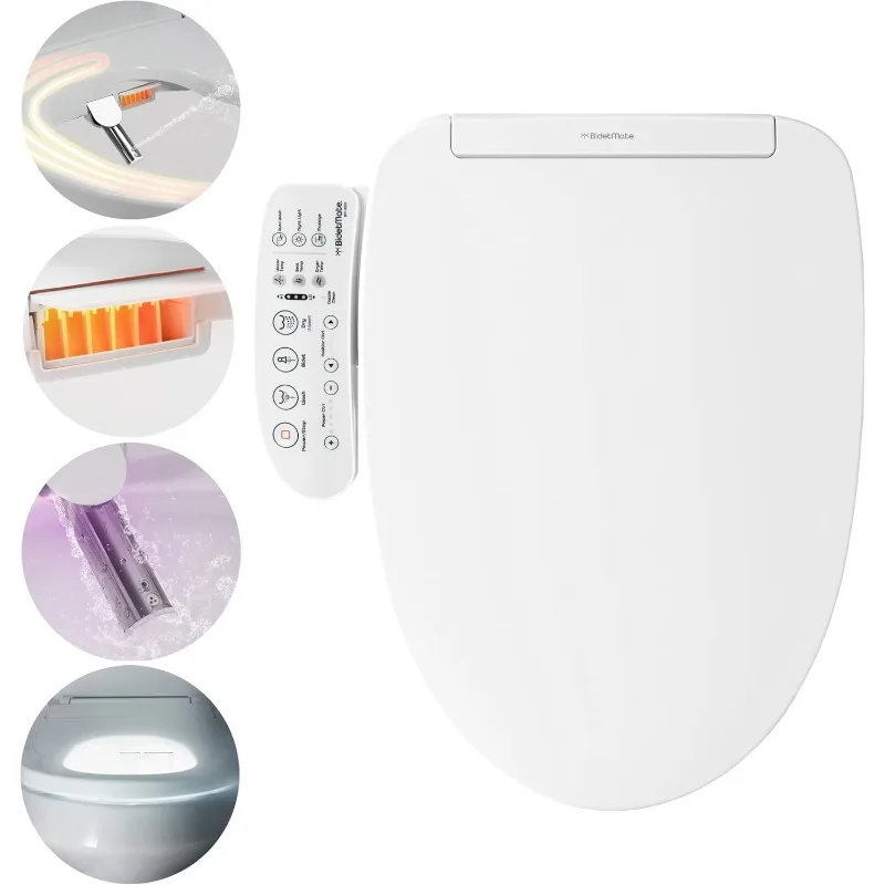 Series Electric Bidet Heated Smart Toilet Seat with Unlimited Heated Water, Side Control Panel, and Adjustable Warm Air