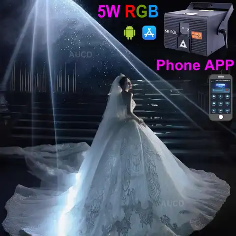 5W RGB Laser Projector Lights Pro Android iOS APP ILDA DMX For DJ Disco Party Stage Show Lighting with Scan