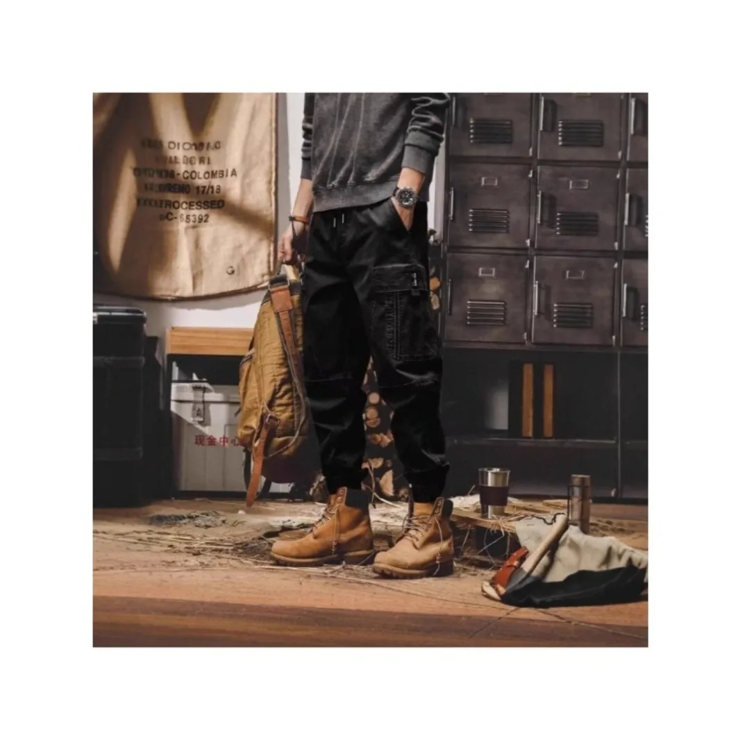 Techwear Cargo Pants Men Black Cargo Trousers Male Vintage Japanese Streetwear Hip Hop Pockets Casual Safari Style Loose
