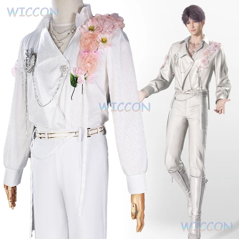 

Love And Deepspace Caleb Zayne Rafayel Cosplay Blouse Spring and Flower Outfit Top Game Mens White Suit Halloween Couple Outfit
