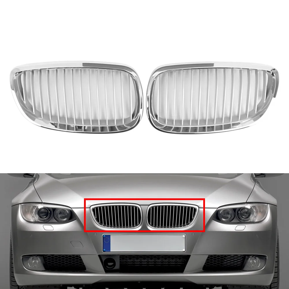2 Stück Chrom + Silber Auto-Frontnierengrill Kühlergrill für BMW 3er E92 2006–2010 E93 2007–2010 Nur 2 Türmodelle