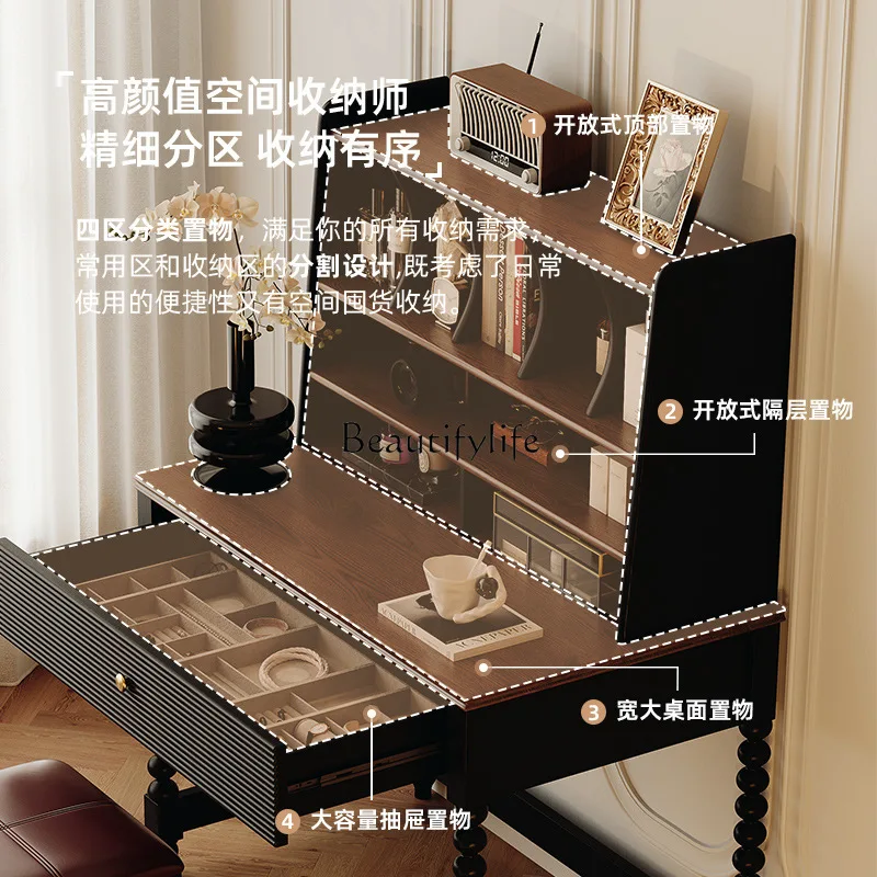 طاولة مكياج عتيقة من الخشب الصلب بتصميم كلاسيكي أمريكي #5