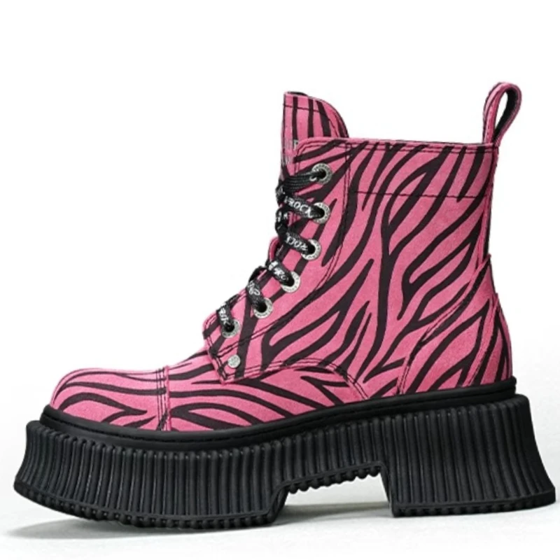 

Zebra Stripe Red Suede Cowhide Fashion Shoes for Women's Europe/American Romanticism Design Thick Soled Height Increasing Shoes